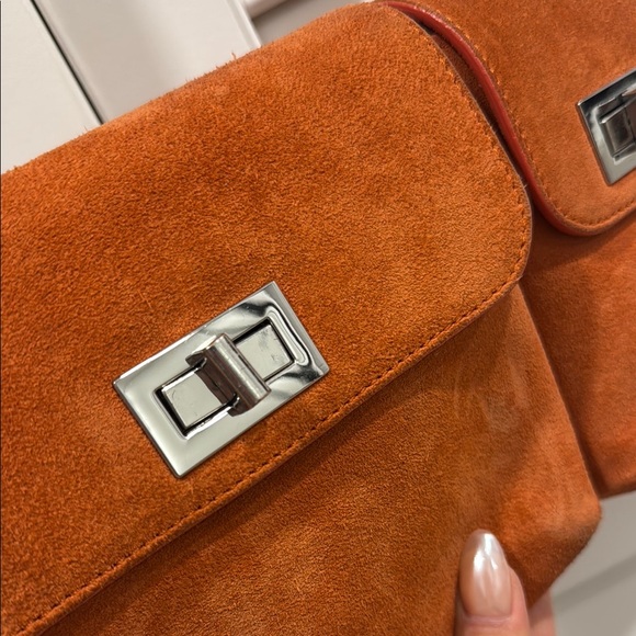 BY FAR Orange Suede Billy Shoulder Bag - Picture 4 of 9